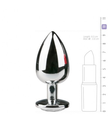 METALLIC PLUG L WITH SILVER TRANSPARENT STONE