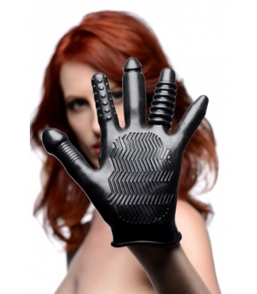 GUANTO NERO CON DIVERSE SMAGLIATURE