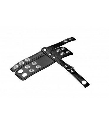 ANILLO CON ARNÉS TESTÍCULOS NEGRO