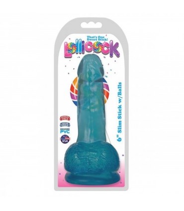 DILDO CON TESTICOLI SLIM STICK BERRY 15"24 CM