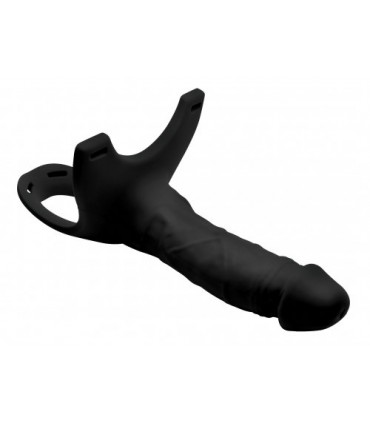 ARNÉS STRAP-ON HUECO SILICONA NEGRO 25"65 CM