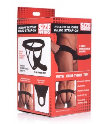 ARNÉS STRAP-ON HUECO SILICONA NEGRO 25"65 CM