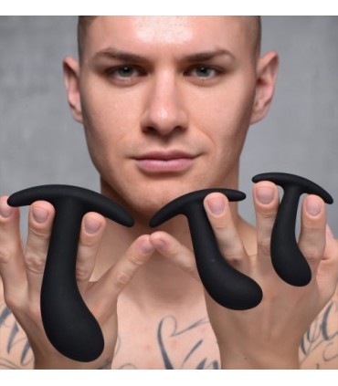 DARK DELIGHTS ANAL KIT X 3 CURVED BLACK SILICONE