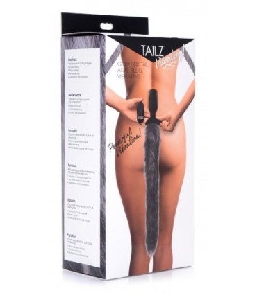 COLA PLUG VIBRADOR USB ZORRO GRIS CON MANDO