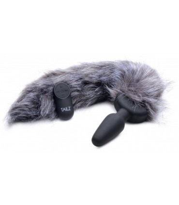 COLA PLUG VIBRADOR USB ZORRO GRIS CON MANDO