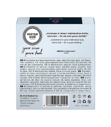 PRESERVATIVOS MISTER SIZE PURE FEEL EXTRA FINO 69 MM 3 UDS