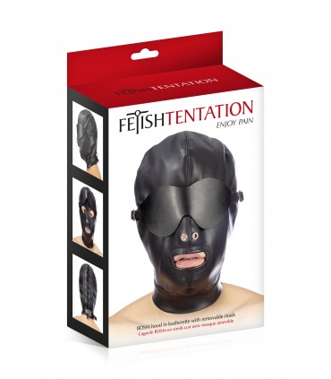 VERSTELLBARE SCHWARZE KAPUZE MIT MUNDÖFFNUNG