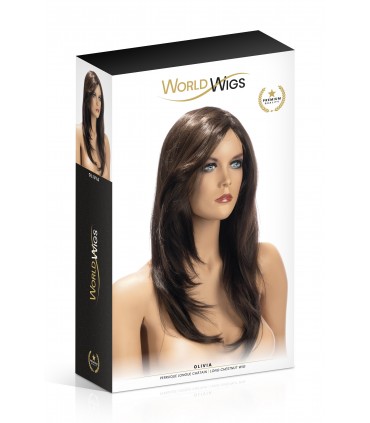 OLIVIA LANGE BRAUNE PERÜCKE