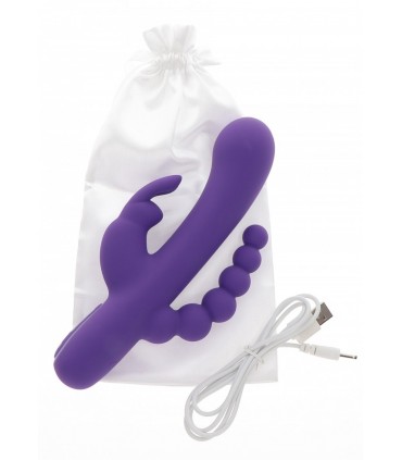 VIBRADOR TRIPLE PLACER USB SILICONA