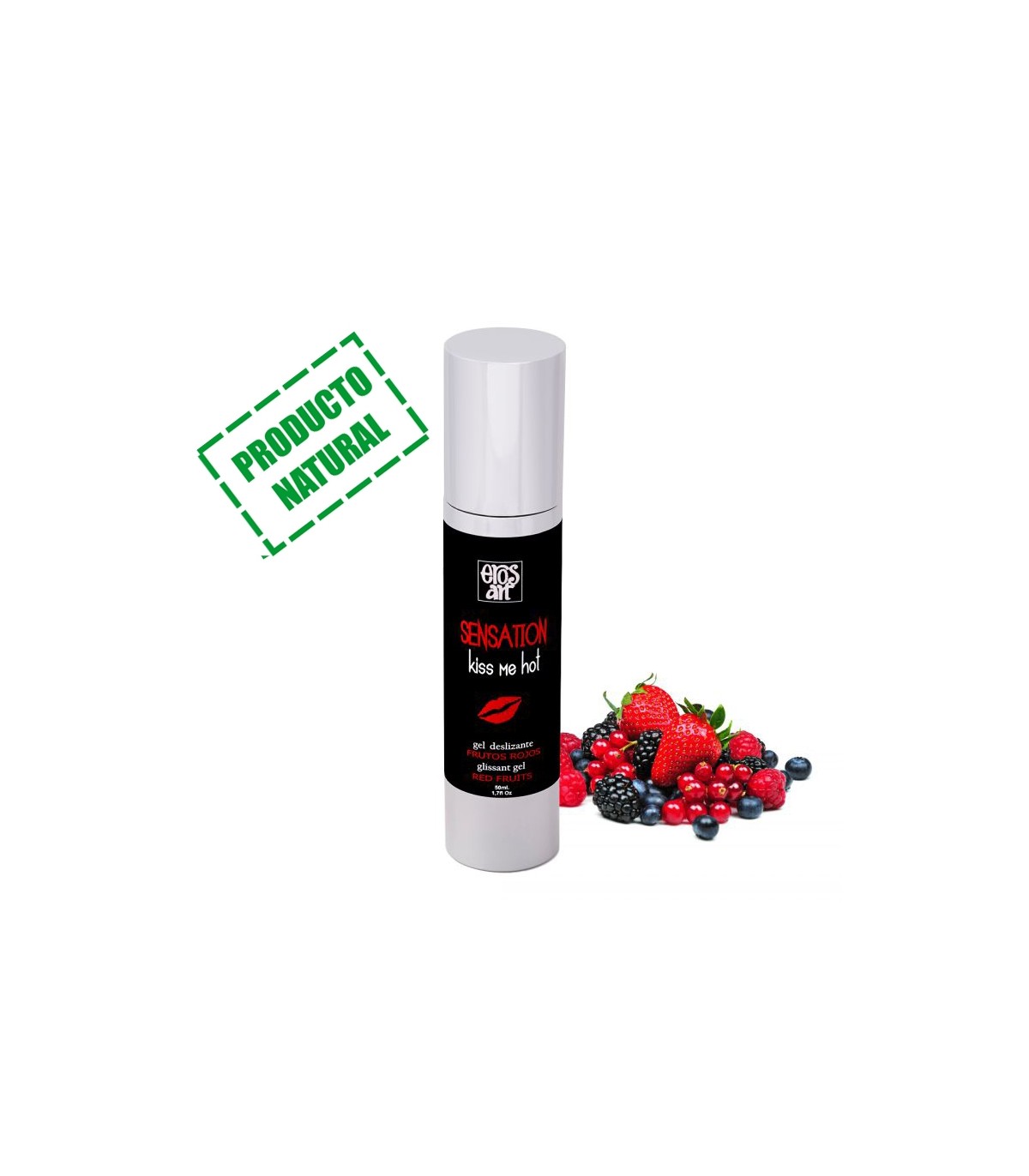 LUBRICANTE NATURAL KISS ME HOT FRUTOS ROJOS 50 ML.
