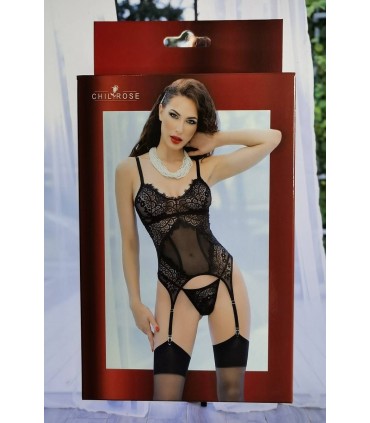 CR4471 BODY NEGRO C/ TANGA Y MEDIAS L