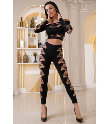 CR4436 LEGGINGS Y TOP NEGRO S/L