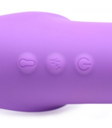 ARNÉS INFLABLE DOBLE C/ MANDO Y PULSATORIO CLÍTORIS USB LILA