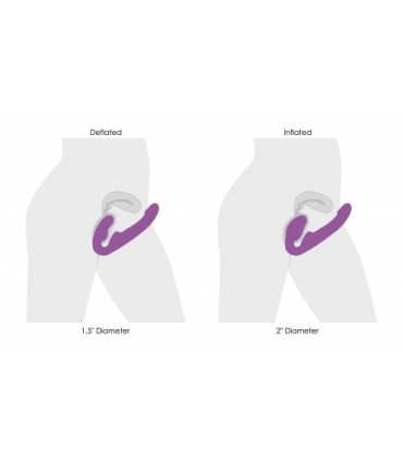 ARNÉS INFLABLE DOBLE C/ MANDO Y PULSATORIO CLÍTORIS USB LILA