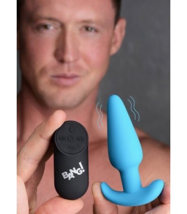 VIBRATEUR ANAL EN FORME DE T SILICONE USB AVEC TÉLÉCOMMANDE BLEUE