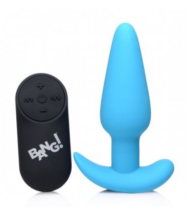 VIBRATEUR ANAL EN FORME DE T SILICONE USB AVEC TÉLÉCOMMANDE BLEUE