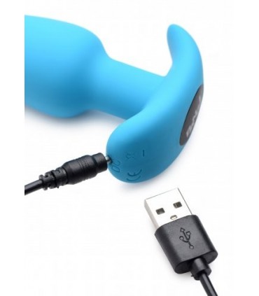 VIBRATEUR ANAL EN FORME DE T SILICONE USB AVEC TÉLÉCOMMANDE BLEUE