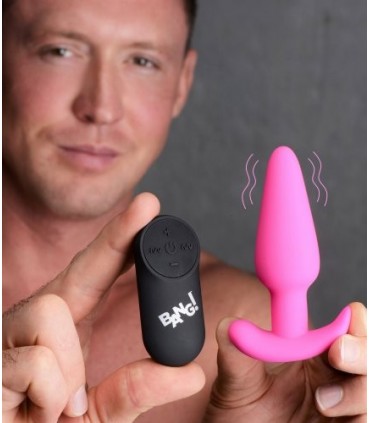 VIBRADO ANAL FORMA T SILICONA USB C/ MANDO ROSA