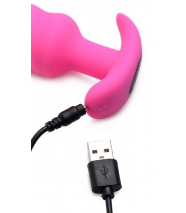 VIBRATEUR ANAL TORNADO EN SILICONE USB AVEC TÉLÉCOMMANDE ROSE