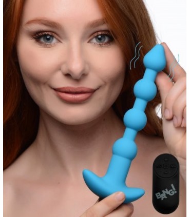 BANDE ANALE VIBRANTE USB AVEC COMMANDE BLEUE