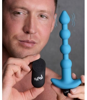 BANDE ANALE VIBRANTE USB AVEC COMMANDE BLEUE