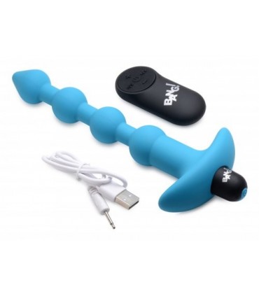 BANDE ANALE VIBRANTE USB AVEC COMMANDE BLEUE