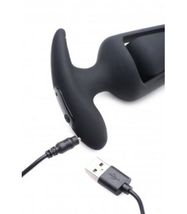 USB-Hohl-Vibrator-Stecker aus Silikon mit schwarzer Steuerung