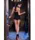 CR3859 BABYDOLL CON PERIZOMA BLU-NERO S/M