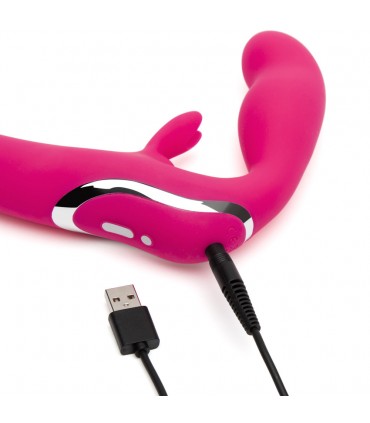 HAPPY RABBIT STRAPLESS STRAP ON RABBIT VIBE PINK