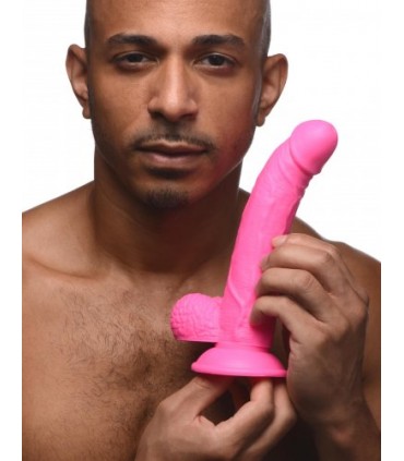 REALISTIC DILDO W/ TESTICLES 19 CM PINK