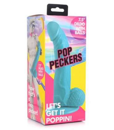 DILDO REALÍSTICO C/ TESTÍCULOS 19 CM AZUL