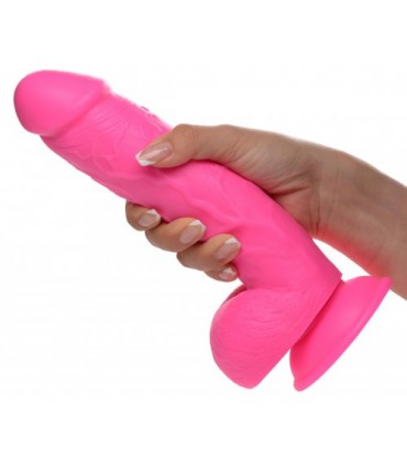 DILDO REALISTE A TESTICULES 21 CM ROSE