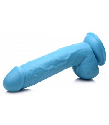 REALISTIC DILDO W/ TESTICLES 21 CM BLUE