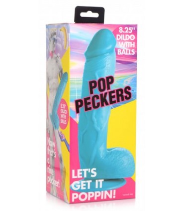 REALISTIC DILDO W/ TESTICLES 21 CM BLUE