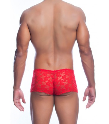 SHORT ROSE DENTELLE GARÇON ROUGE S/M