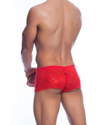SHORT ROSE LACE BOY ROJO L/XL