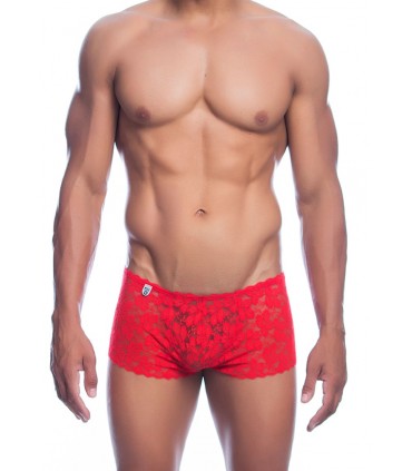 SHORT ROSE LACE BOY ROJO L/XL