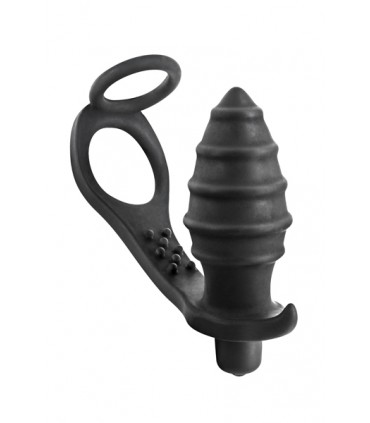 ANILLO PENE CON PLUG VIBRADOR SILICONA AP071