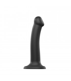 DILDO C/VENTOSA APTO ARNÉS DUAL DENSITY FLEXIBLE NEGRO M