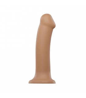 DILDO C/VENTOSA APTO ARNÉS DUAL DENSITY FLEXIBLE CARAMELO XL