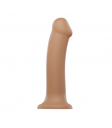 DILDO C/VENTOSA APTO ARNÉS DUAL DENSITY FLEXIBLE CARAMELO XL