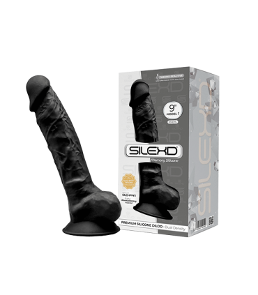 SILEXD SILICONE DILDO MODEL 1 9" BLACK