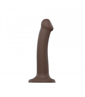 DILDO C/VENTOSA APTO ARNÉS DUAL DENSITY FLEXIBLE CHOCOLATE M