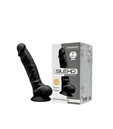 SILEXD SILICONE DILDO MODEL 1 7" BLACK