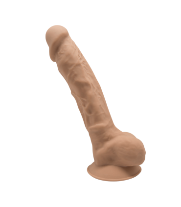 SILEXD SILICONE DILDO MODEL 1 9" CARAMEL