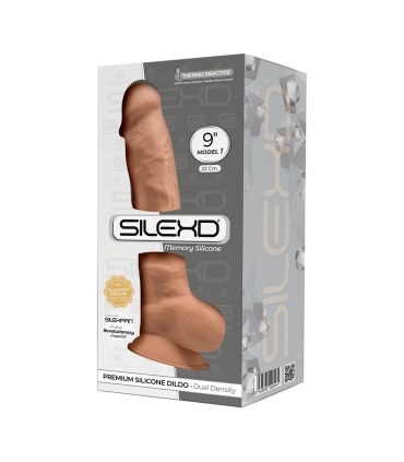 SILEXD SILICONE DILDO MODEL 1 9" CARAMEL