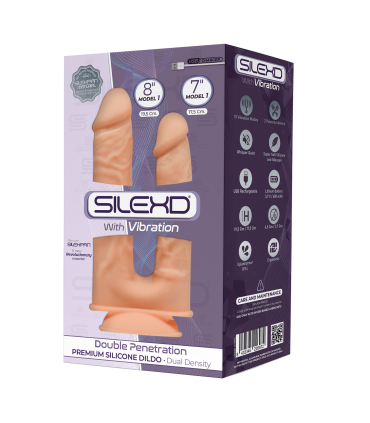 SILEXD DILDO SILICONA DOBLE PENETRACIÓN MODEL 1 7"+ 8" C/ VIBRACIÓN USB