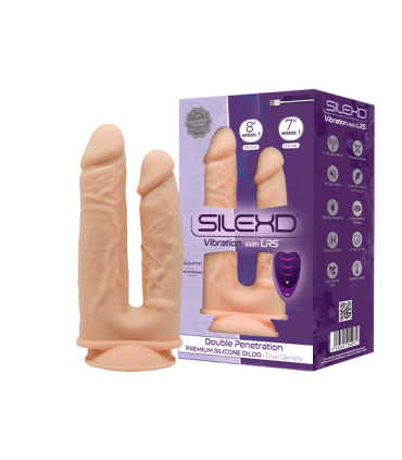 SILEXD DILDO SILICONE DOPPIA PENETRAZIONE 7" + 8" CON VIBRAZIONE USB + TELECOMANDO LRS