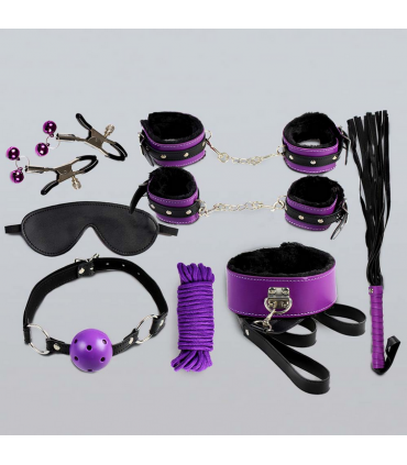 KIT BONDAGE DA 8 PEZZI - VIOLA E NERO