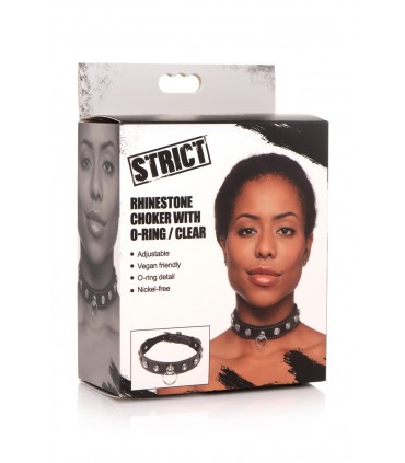 COLLIER RAS DE COU AVEC ANNEAU PIERRES CLAIRES